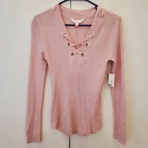 Womens Lace Up Long sleeve Top